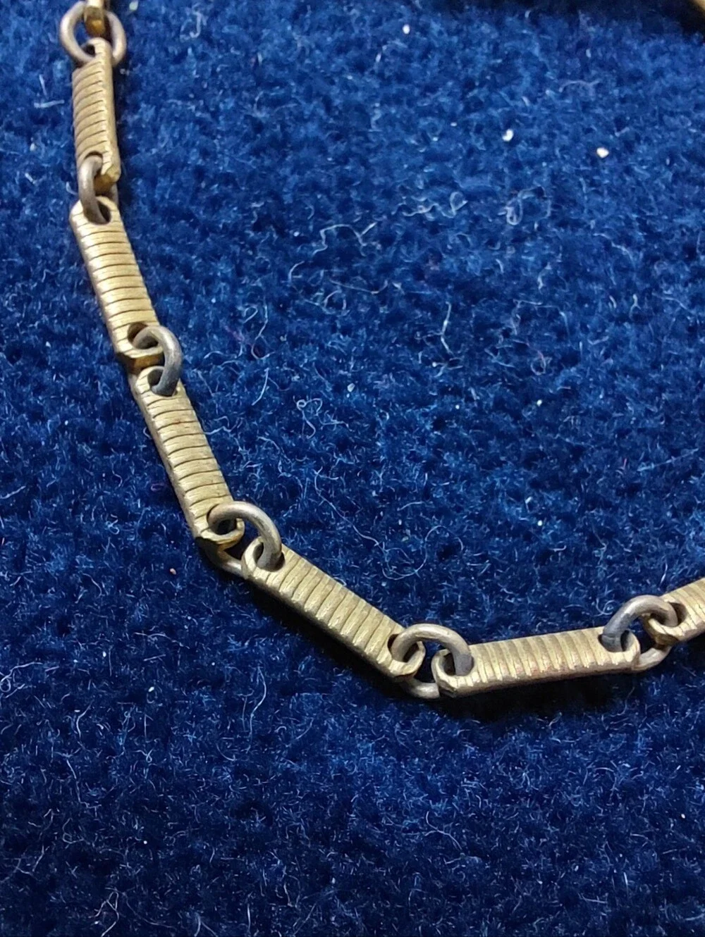 ​VTG Estate Swank Gold Tone Art Deco Geometric Tie Clip Chain Bar Pat 1865995